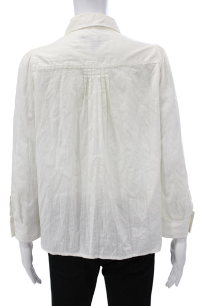 Marc By Marc Jacobs Women White Cotton Collared Button Up Blouse Size 6