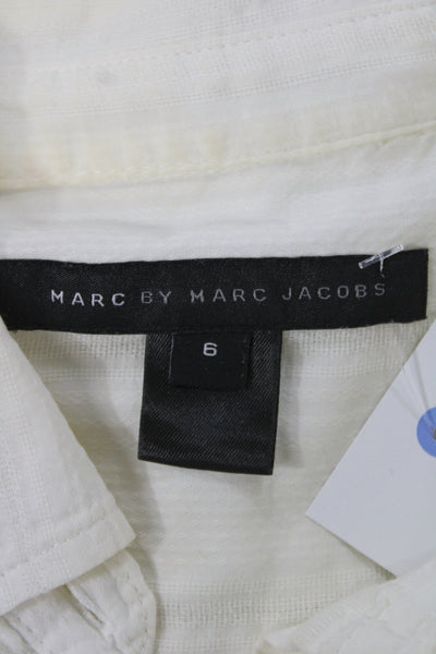 Marc By Marc Jacobs Women White Cotton Collared Button Up Blouse Size 6