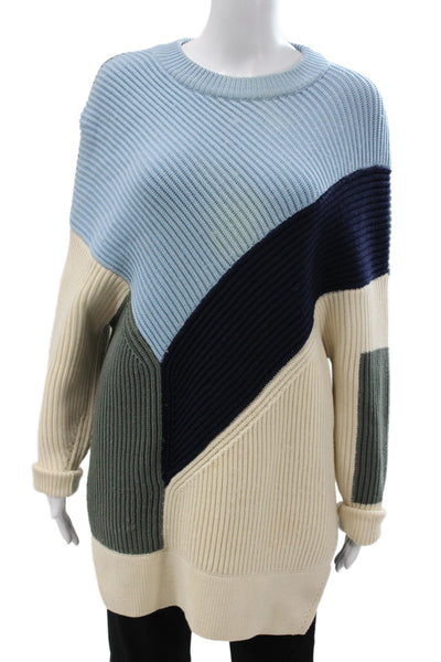 Prabal Gurung Unisex Pullover Beige Geometric Crewneck Wool Size M