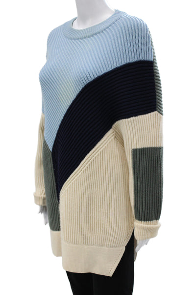 Prabal Gurung Unisex Pullover Beige Geometric Crewneck Wool Size M