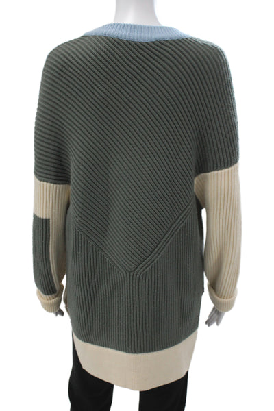 Prabal Gurung Unisex Pullover Beige Geometric Crewneck Wool Size M