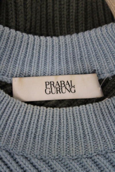 Prabal Gurung Unisex Pullover Beige Geometric Crewneck Wool Size M