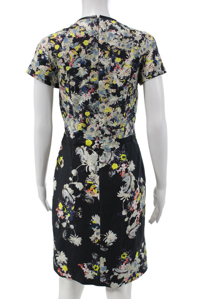 Erdem Women Sheath Black Midi Dress Round Neck Short Sleeve Size 4