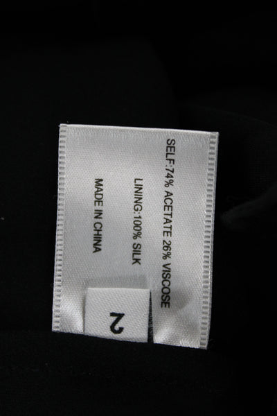 Proenza Schouler Women Black Silk Shift Dress Long Sleeve Mock Neck Size 2