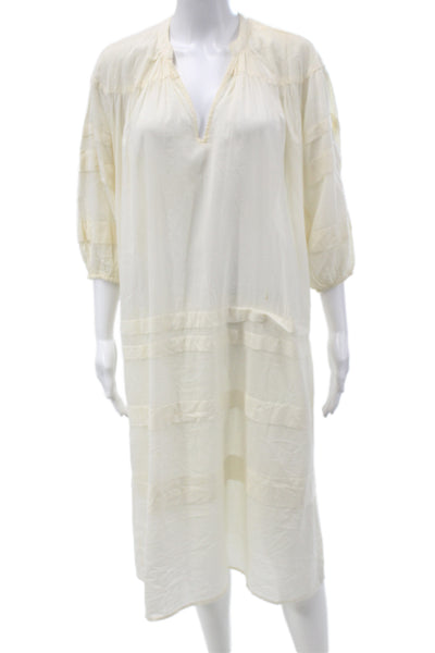 Apiece Apart Womens Beige Cotton Kaftan Dress 3/4 Sleeve Mid Calf Size XS