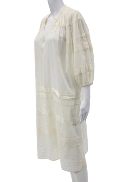 Apiece Apart Womens Beige Cotton Kaftan Dress 3/4 Sleeve Mid Calf Size XS
