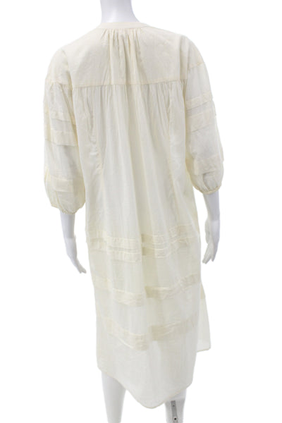 Apiece Apart Womens Beige Cotton Kaftan Dress 3/4 Sleeve Mid Calf Size XS