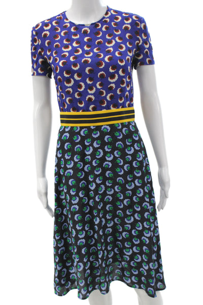 Stella McCartney Womens Fit & Flare T-Shirt Dress Blue Floral Silk Size S