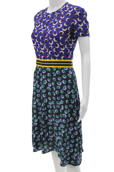 Stella McCartney Womens Fit & Flare T-Shirt Dress Blue Floral Silk Size S