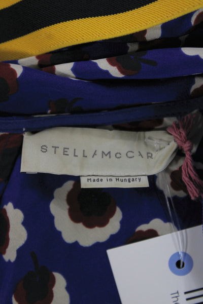 Stella McCartney Womens Fit & Flare T-Shirt Dress Blue Floral Silk Size S