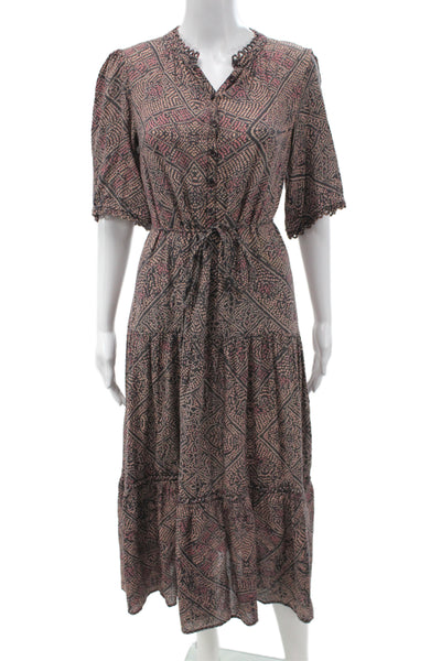 Apiece Apart Womens Maxi Shirt Dress Black Short Sleeve Boho Size 2