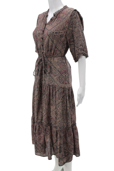 Apiece Apart Womens Maxi Shirt Dress Black Short Sleeve Boho Size 2