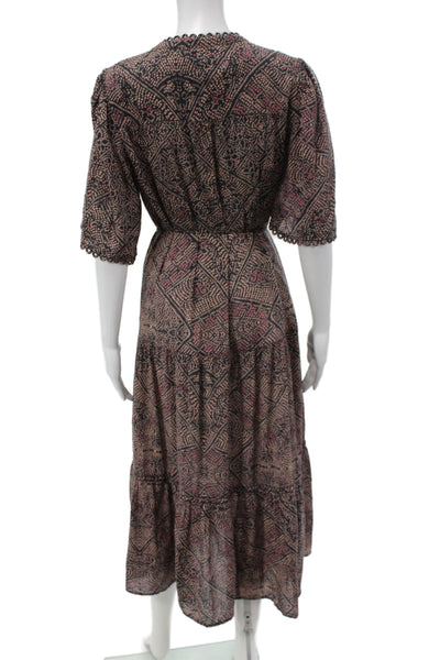 Apiece Apart Womens Maxi Shirt Dress Black Short Sleeve Boho Size 2