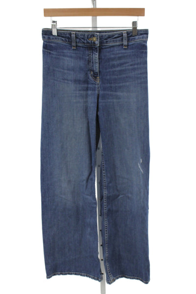 Nili Lotan Women Wide-Leg Blue Jeans Size 26