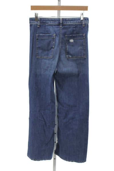 Nili Lotan Women Wide-Leg Blue Jeans Size 26