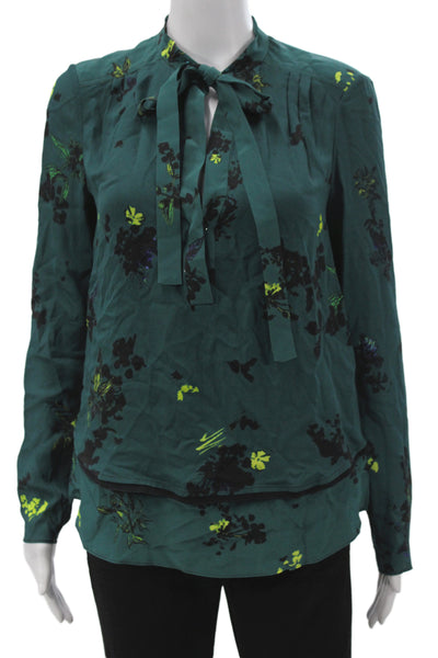 Proenza Schouler Women Floral Silk Long Sleeve Button Blouse Size 2