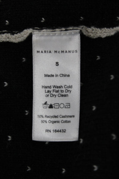 Maria McManus Women Cropped Polo Beige Polka Dot Cashmere Short Sleeve Size S