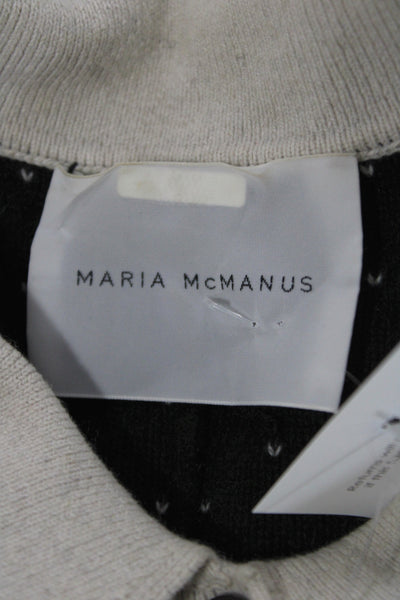 Maria McManus Women Cropped Polo Beige Polka Dot Cashmere Short Sleeve Size S
