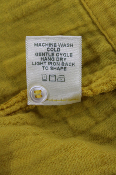 Xirena Women Tunic Blouse Yellow 3/4 Sleeve Button Cotton Boho Size XS