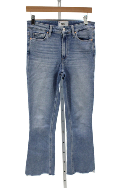 Paige Womens Cropped Flared High Rise Jeans Light Blue Size 27