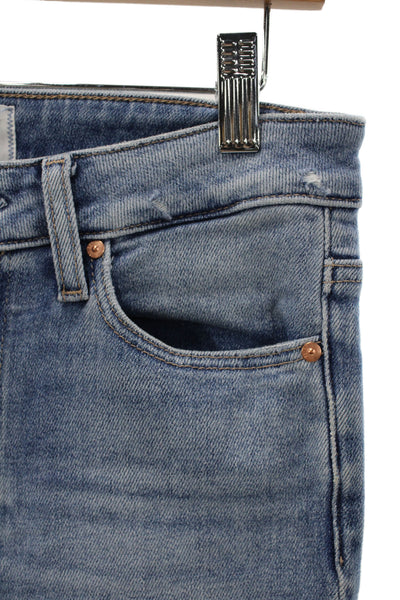 Paige Womens Cropped Flared High Rise Jeans Light Blue Size 27