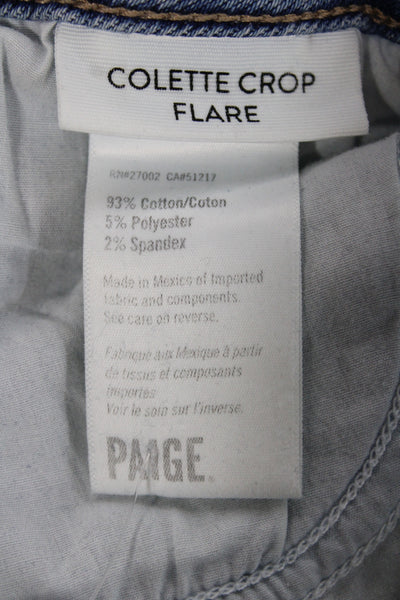 Paige Womens Cropped Flared High Rise Jeans Light Blue Size 27
