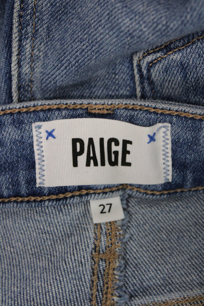 Paige Womens Cropped Flared High Rise Jeans Light Blue Size 27
