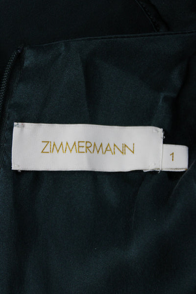 Zimmermann Women Green Cotton High Neck Sleeveless Maxi Dress Tie Waist Size 1
