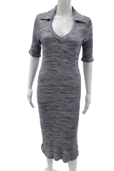 Stateside Womens Bodycon Sweater Dress Gray V-Neck 3/4 Sleeve Maxi Size S