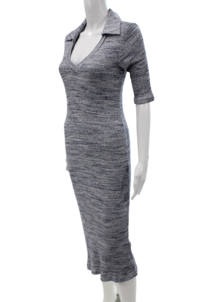 Stateside Womens Bodycon Sweater Dress Gray V-Neck 3/4 Sleeve Maxi Size S