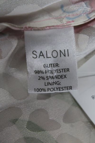 Saloni Women Maxi Fit and Flare Dress Pink Floral Mock Neck Sleeveless Size S