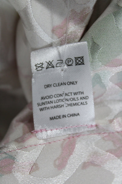 Saloni Women Maxi Fit and Flare Dress Pink Floral Mock Neck Sleeveless Size S
