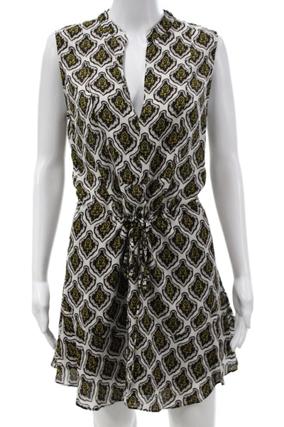 A.L.C. Women Shirt Dress White Silk V-Neck Sleeveless Knee Length Size 4