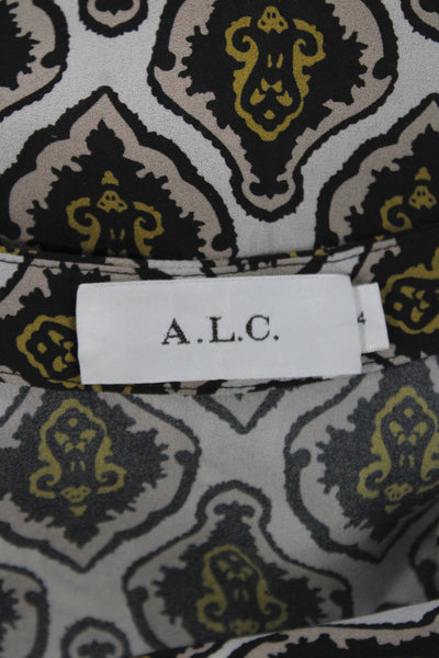 A.L.C. Women Shirt Dress White Silk V-Neck Sleeveless Knee Length Size 4