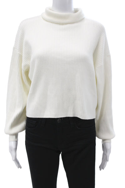 Good American Unisex Pullover Mock Neck Long Sleeve White Sweater Size S