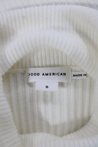 Good American Unisex Pullover Mock Neck Long Sleeve White Sweater Size S