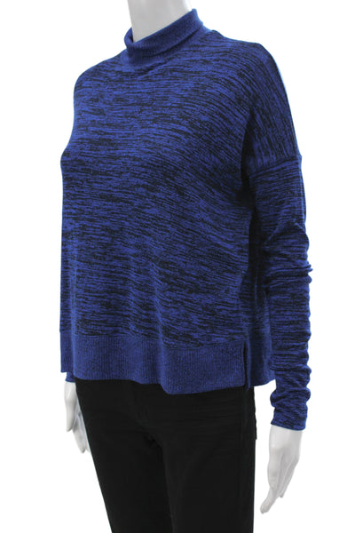 Rag & Bone Unisex Pullover Striped Mock Neck Wool Sweater Blue Size XS