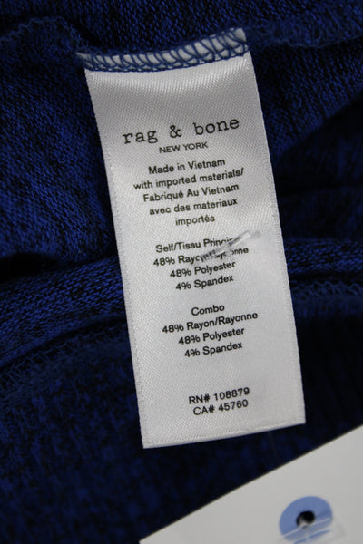 Rag & Bone Unisex Pullover Striped Mock Neck Wool Sweater Blue Size XS