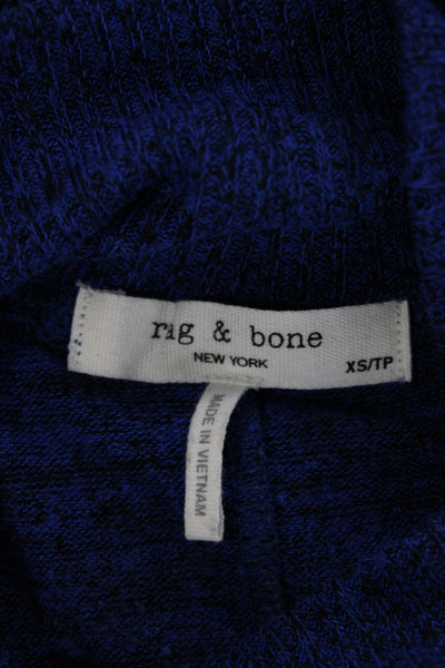 Rag & Bone Unisex Pullover Striped Mock Neck Wool Sweater Blue Size XS