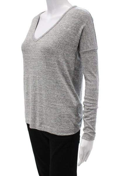 Rag & Bone Jean Womens Basic Top Gray Cotton Blend V Neck Long Sleeve Size 2XS