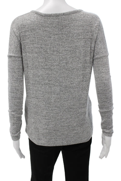 Rag & Bone Jean Womens Basic Top Gray Cotton Blend V Neck Long Sleeve Size 2XS