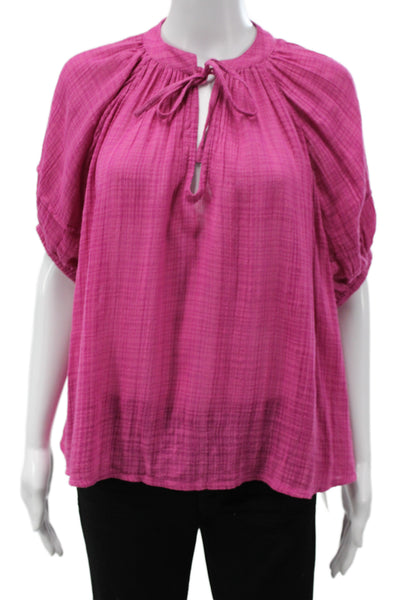 Apiece Apart Womens Pink Camisole Blouse Short Sleeve Drawstring Boho Size S