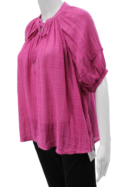 Apiece Apart Womens Pink Camisole Blouse Short Sleeve Drawstring Boho Size S