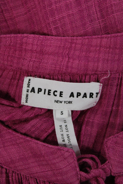 Apiece Apart Womens Pink Camisole Blouse Short Sleeve Drawstring Boho Size S
