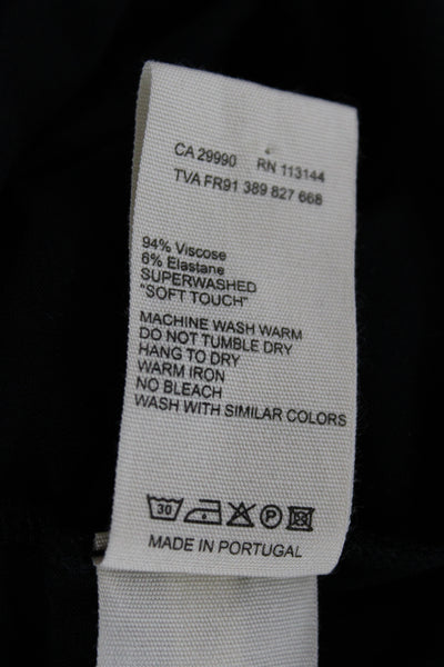 Majestic Filatures Womens Tunic T Shirt Black Turtleneck Short Sleeve Size 2