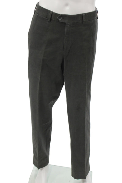 Hiltl Mens Dress Pants Dark Gray Cotton Button Solid Classic Size 54