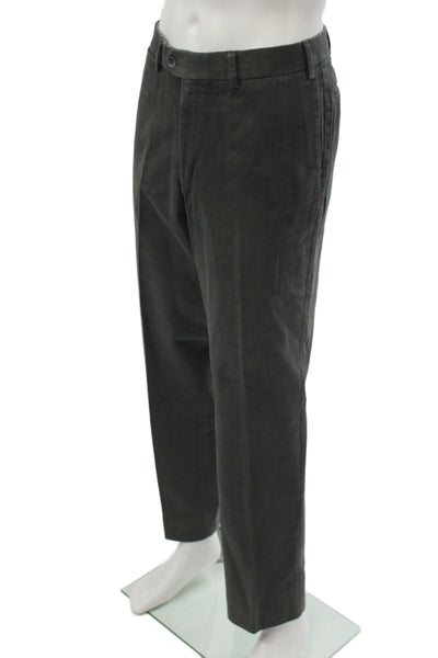Hiltl Mens Dress Pants Dark Gray Cotton Button Solid Classic Size 54
