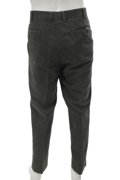 Hiltl Mens Dress Pants Dark Gray Cotton Button Solid Classic Size 54