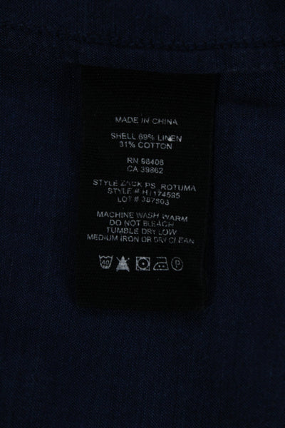 Theory Mens Linen Collar Long Sleeve Button Down Shirt Blue Size L