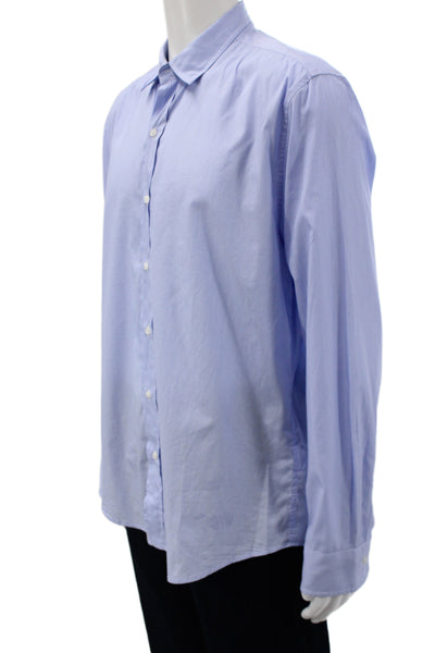 Frank & Eileen Mens Striped Light Blue Cotton Dress Shirt Size L